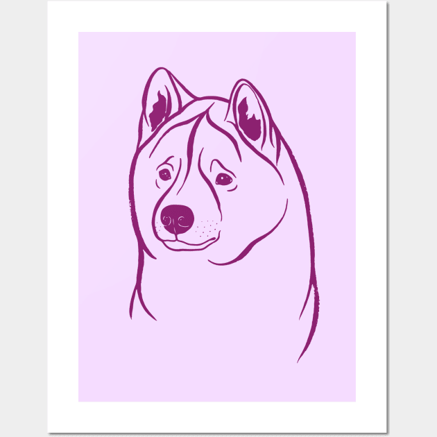 American Akita (Lilac and Plum) Wall Art by illucalliart